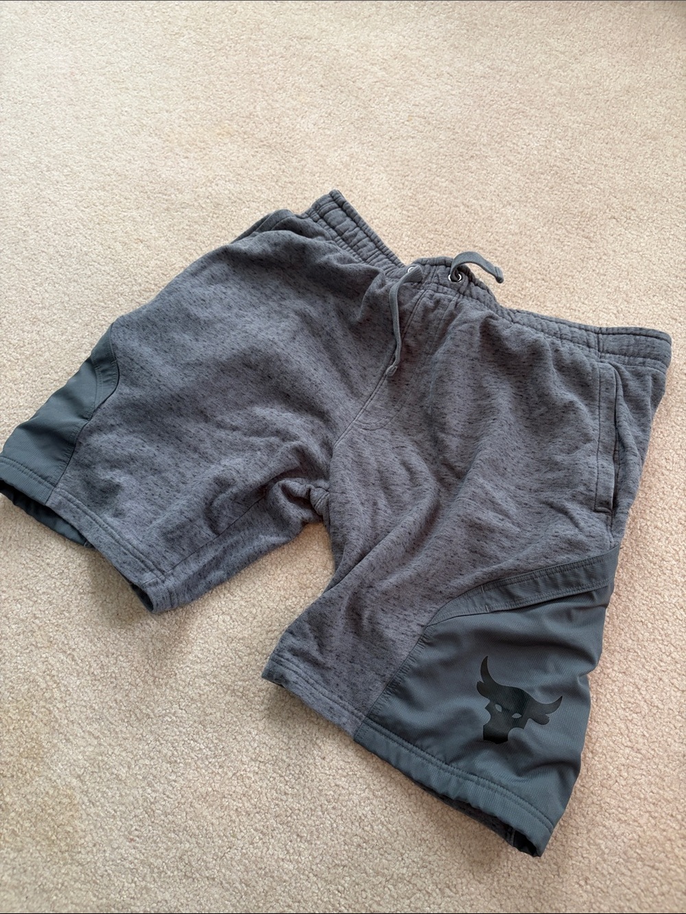 Under Armour Gray Men's Athletic Training Shorts with Bull Logo